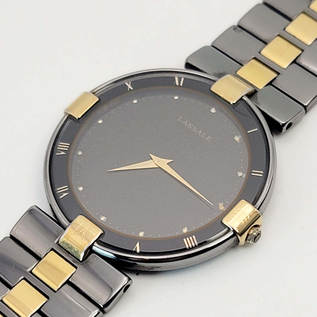 Vintage Seiko Lassale 2f500170 Twotone Black Dial Dress Watch